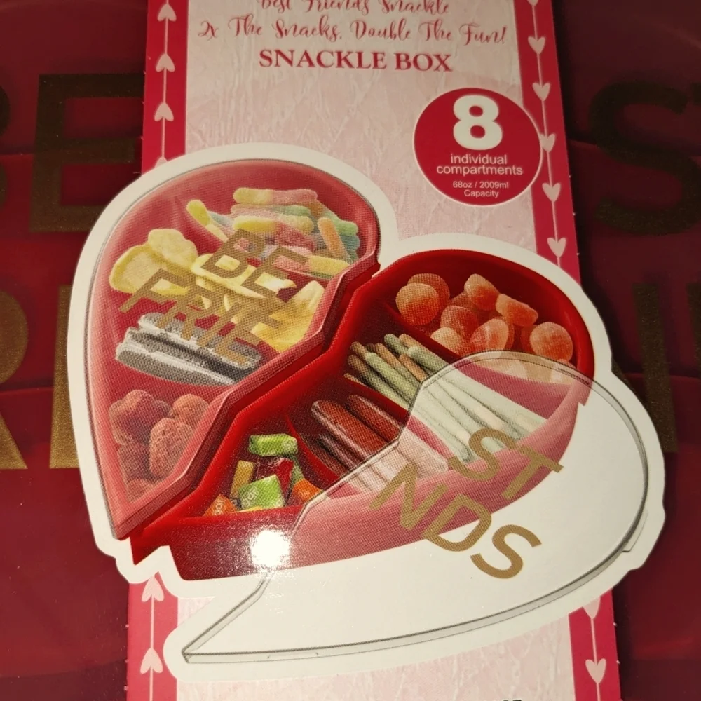 Heart Shape Food Safe BEST FRIENDS Snackle Box Red NEW Travel Snacks Crafts